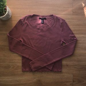 Dusty Pink Cropped Long Sleeve Top